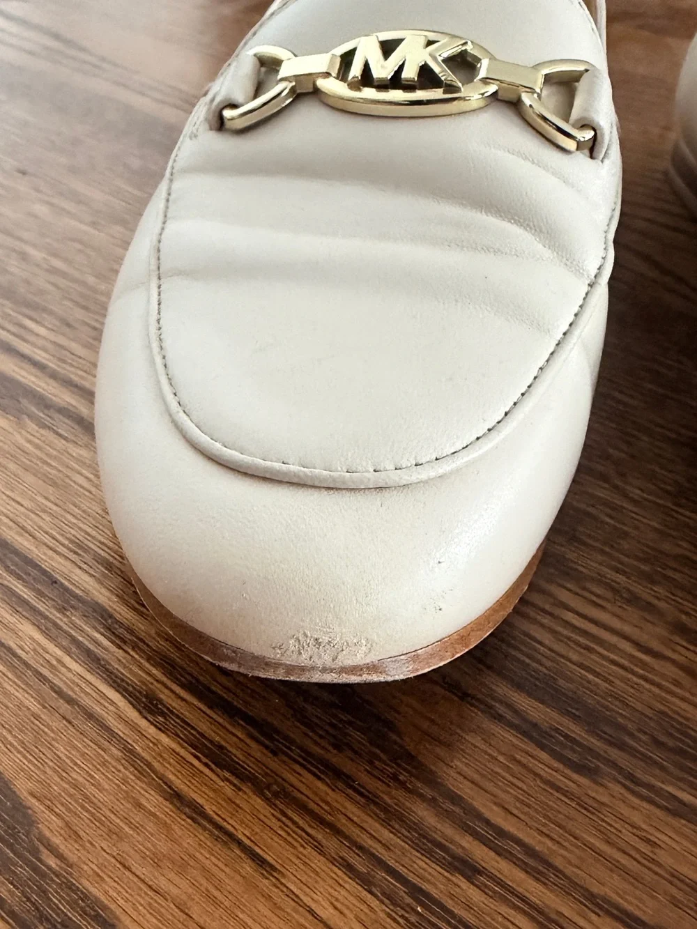 Michael Kors Cream Leather MK Logo Loafers Sz 6.5